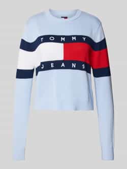 Tommy Jeans Gebreide pullover met logodetail model 'CENTER FLAG'