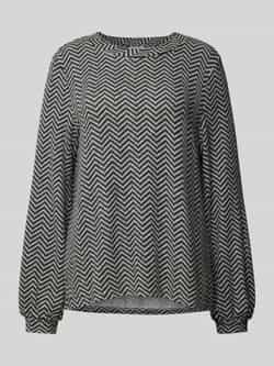 Tom Tailor Shirt met lange mouwen met visgraatpatroon en ronde hals
