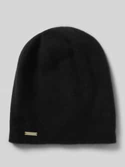 Seeberger Beanie van puur kasjmier met labeldetail