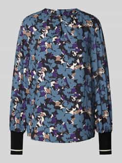 MORE & MORE Regular fit blouse met druppelvormige hals model 'Multileaves'