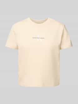 Calvin Klein Jeans Katoenen T-shirt Klassieke Casual Kleding Beige Dames
