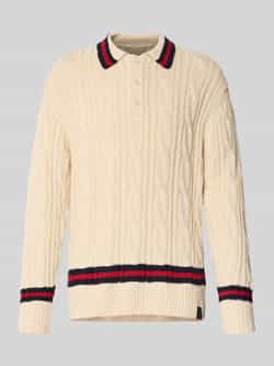 Gant Gebreide pullover met kabelpatroon en polokraag