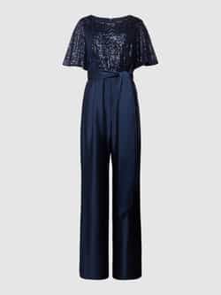 Swing Elegante Jumpsuit met Strikceintuur Blue Dames