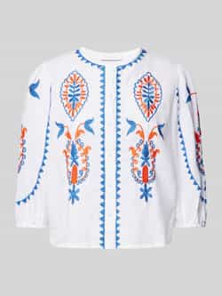 Rich & Royal Linnen blouse met motiefstitching