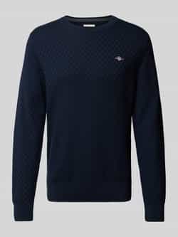 Gant Gebreide pullover met ronde hals en logostitching