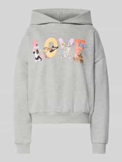 Review Hoodie met motiefprint en extra brede schouders