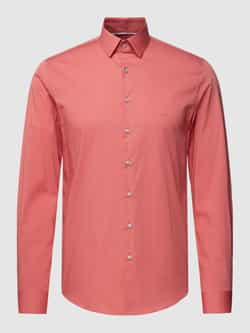 Calvin Klein Businessoverhemd POPLIN STRETCH SLIM SHIRT met kent-kraag logoprint op borsthoogte