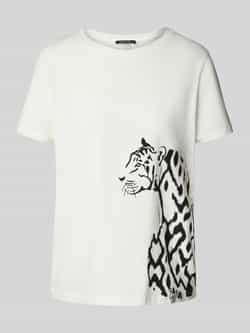 Comma T-shirt met motiefprint en ronde hals