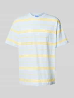Hugo Blue T-shirt met labelstitching model 'Nostrilio'
