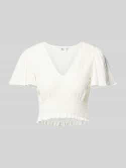Only Regular fit korte top met smokdetail model 'HANNAH'