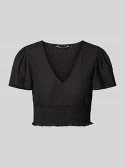 Only Korte top met smokdetails model 'HANNAH'