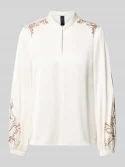 Marc Cain Blouse van viscosemix met druppelvormige hals en stitchings