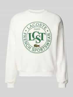 Lacoste Biologisch Katoenen Sweatshirt met Krokodillenlogo White Heren
