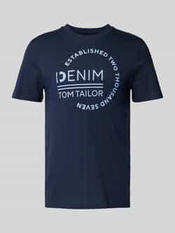 Tom Tailor Denim Regular fit T-shirt met groot labelopschrift