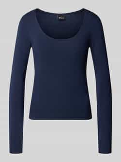 Gina Tricot Shirt met lange mouwen en geribde ronde hals