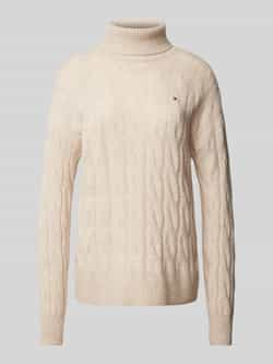 TOMMY HILFIGER Dames Truien & Vesten Soft Wool Cable Roll-nk Sweater Beige