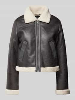 Only Regular fit jack in leerlook met teddybont model 'BETTY'