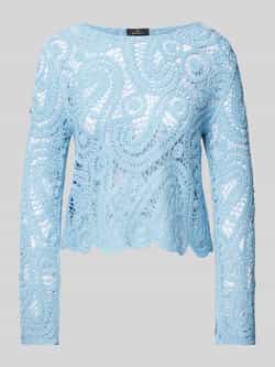 Monari Gebreide pullover met ajourborduursel