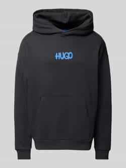 Hugo Blue Hoodie met labelprint model 'Nimayho'