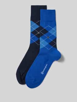 Burlington Sokken met labelapplicatie in een set van 2 paar model 'Everyday Argyle'