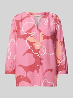 Tom Tailor Loose fit blouse met korte mouwen van pure viscose met all-over motief