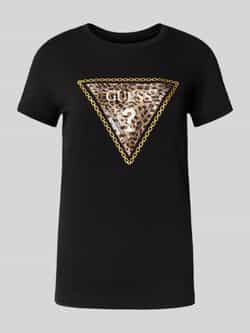 Guess Triangle Leo T-Shirt Herfst Winter Collectie Black Dames