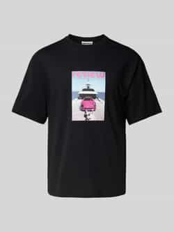 REVIEW T-shirt met geribde ronde hals