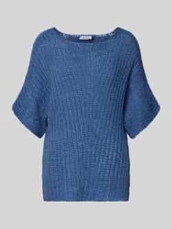 MORE & MORE Loose fit gebreide pullover met wol en 1 2-mouwen