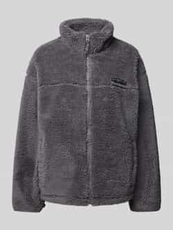 Review Fleecejack met opstaande kraag en labeldetail
