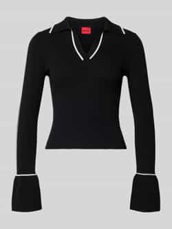 HUGO Slim fit gebreid shirt van viscosemix model 'SAMUR'