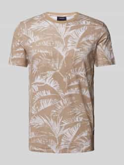 Lindbergh T-shirt met all-over motief model 'Slub'
