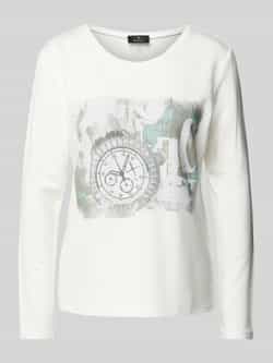 Monari Shirt met lange mouwen van viscosemix met ronde hals