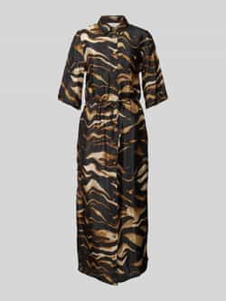 Kaffe Overhemdjurk van viscose met strikceintuur model 'laila'