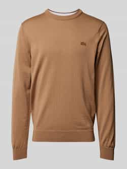 Lacoste Beige Merino Wol Pullover Sweatshirt Beige Heren