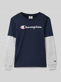 Champion Shirt met lange mouwen labeldetails en ronde hals