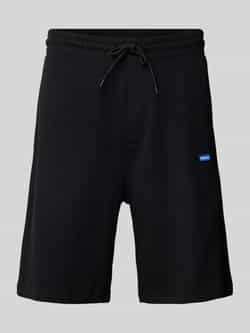 Hugo Blue Regular fit sweatshorts met labeldetail model 'Nasensio'