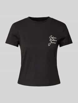 Calvin Klein Jeans Zwarte Katoenen Dames T-shirt Lente Zomer Black Dames