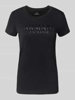 Armani Exchange T-shirt met siersteentjes en ronde hals