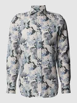 BALDESSARINI Slim fit linnen overhemd met all-over bloemenprint model 'Hugh'