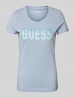 Guess Sprankelend Ronde Hals T-shirt Blue Dames