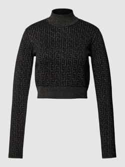 Liu Jo White Korte gebreide pullover met effectgaren