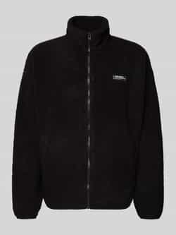 REVIEW Fleecejack met opstaande kraag en labeldetail