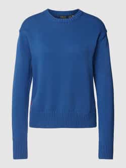 Polo Ralph Lauren Geribbelde Katoenen Crew-Neck Sweater Blue Dames