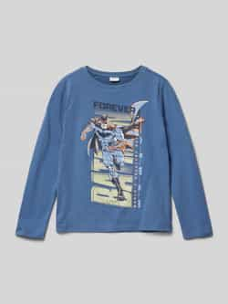 S.Oliver longsleeve met printopdruk blauw Jongens Katoen Ronde hals Printopdruk 116 122