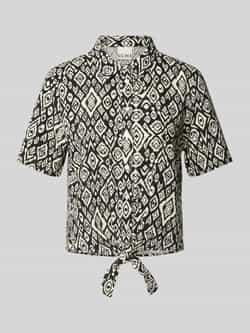 Ichi Regular fit blouse van een mix van linnen en viscose met knoopdetail
