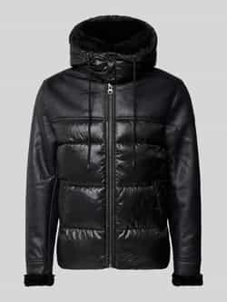 Guess Winterjas met Afneembare Capuchon en Nepbontafwerking Black Heren