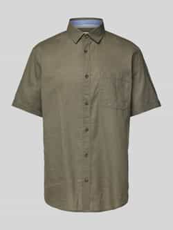 Tom Tailor Regular fit linnen overhemd met korte mouwen
