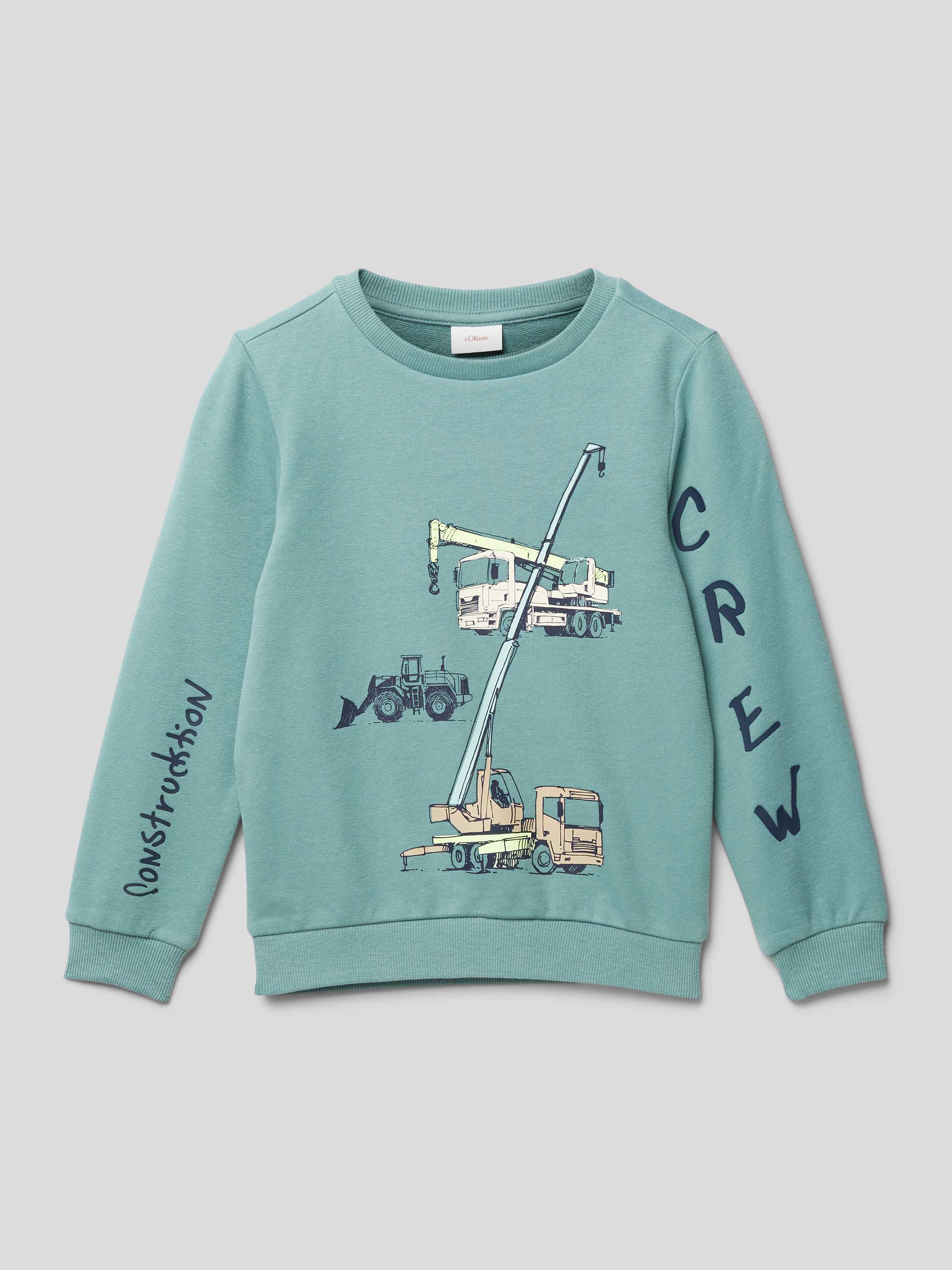 S.Oliver sweater met printopdruk petrol groen Printopdruk 104 110