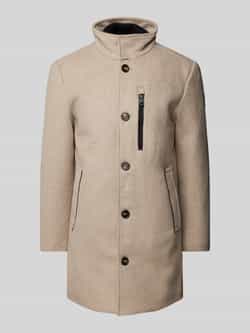 Tom Tailor Regular fit lange wollen jas met 2-in-1-functie en logopatch