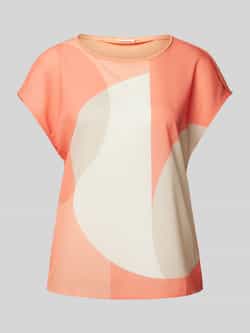 Opus T-shirt met geribde ronde hals model 'Saloma'